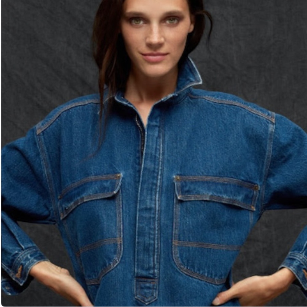 GAP WORKFORCE COLLECTION DENIM DRESS SIZE PETITE LARGE - Picture 3 of 13